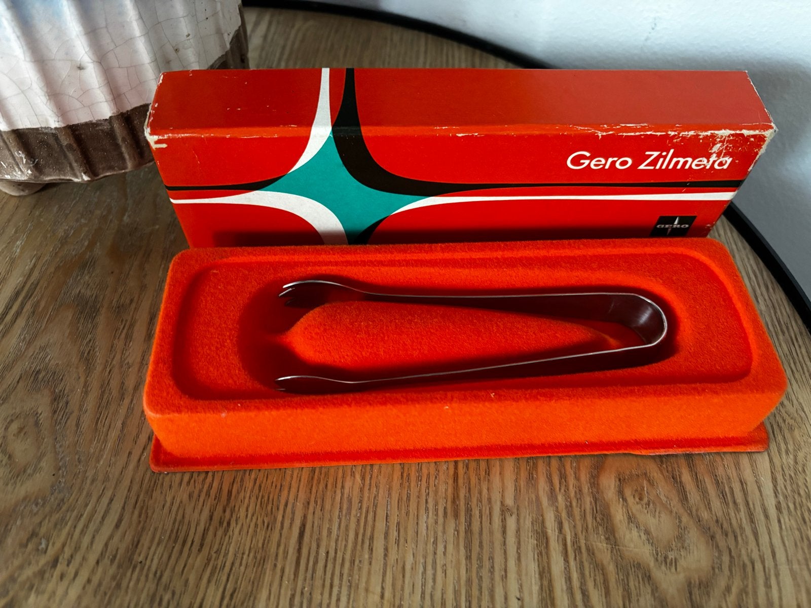 Vintage Gero Zilmeta suikertang in originele doos, Antiek en Kunst, Ophalen of Verzenden