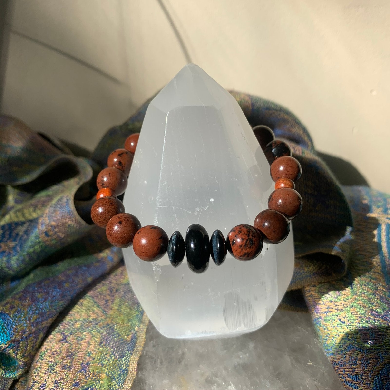 Obsidiaan mahonie git beschermt inzicht uniek power intuïtie, Met bedels of kralen, Magnolia11, Nieuw, Ophalen of Verzenden