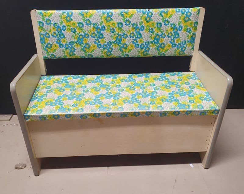 Retro Kinderbankje met Opbergruimte - Jaren '70 Bloemenprint, Ophalen, Gebruikt, Stoel