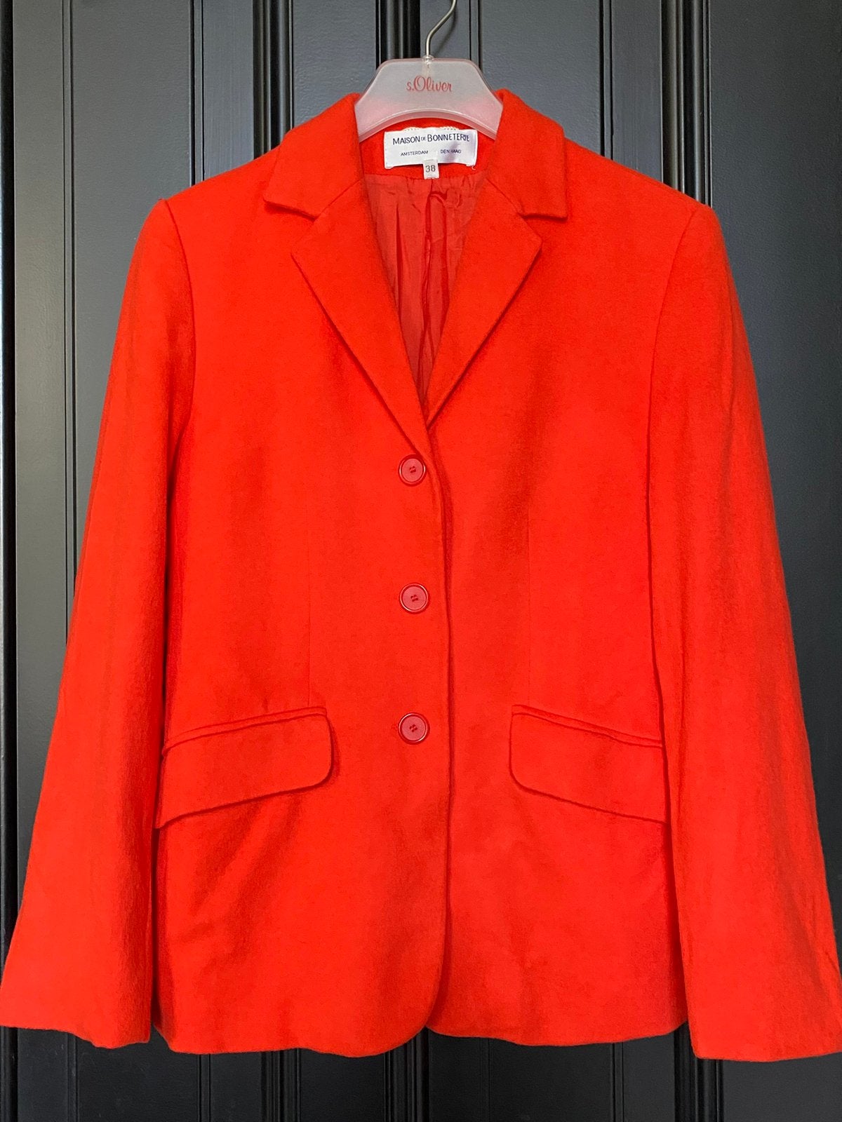 Maison de Bonneterie wollen cashmere blazer jas oranje, Maat 38/40 (M), Oranje, Ophalen of Verzenden, Zo goed als nieuw