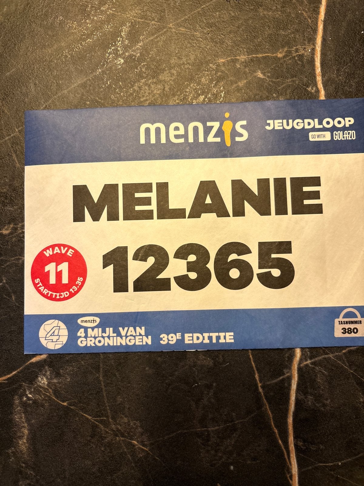Startbewijs jeugdloop 4 mijl van Groningen