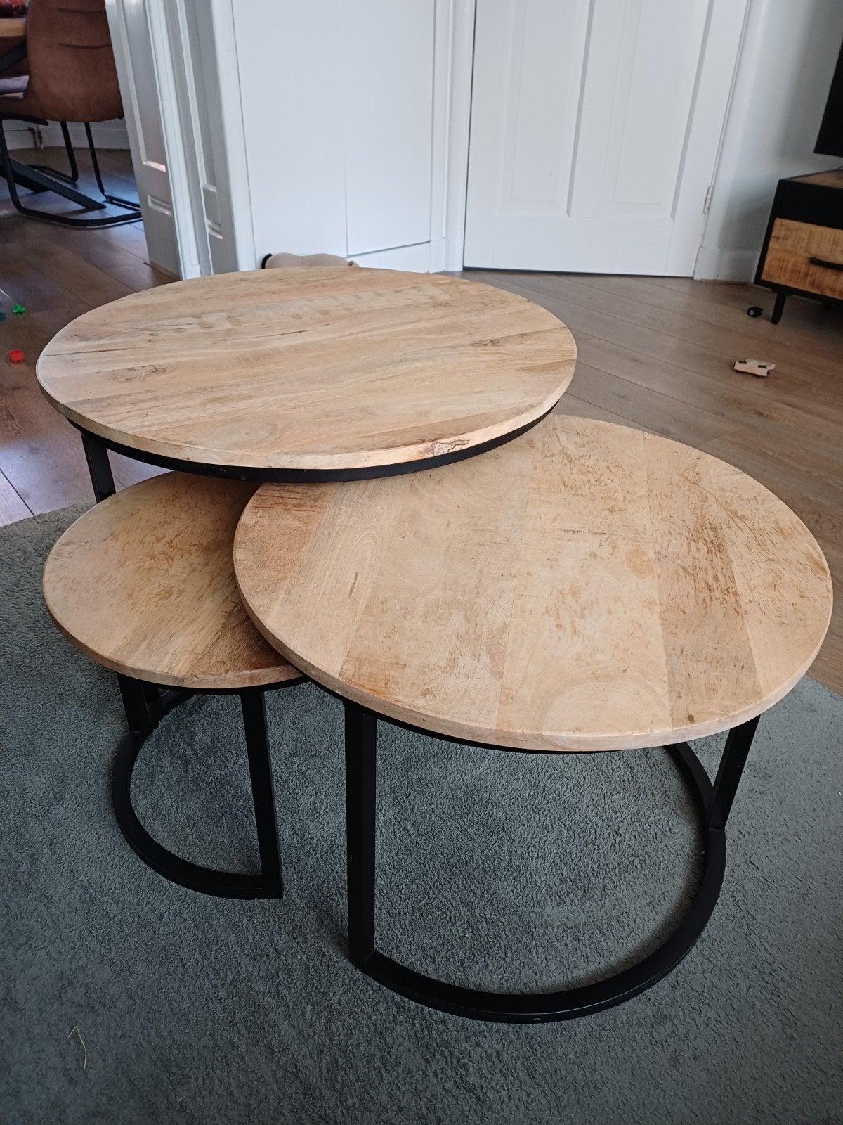 Salontafels set van 3, Ophalen, Gebruikt, 50 tot 100 cm, Rond