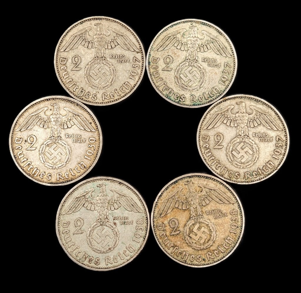 6x 2 Reichsmark Duitsland Derde Rijk, Ophalen of Verzenden, Duitsland, Setje, Zilver