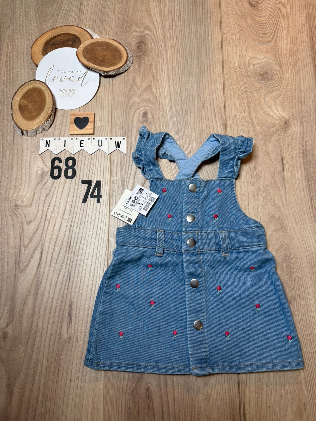 Baby meisje kiabi spijker jurkje met bloemen maat 68/74, Kinderen en Baby's, Babykleding | Maat 68, Ophalen of Verzenden, Nieuw