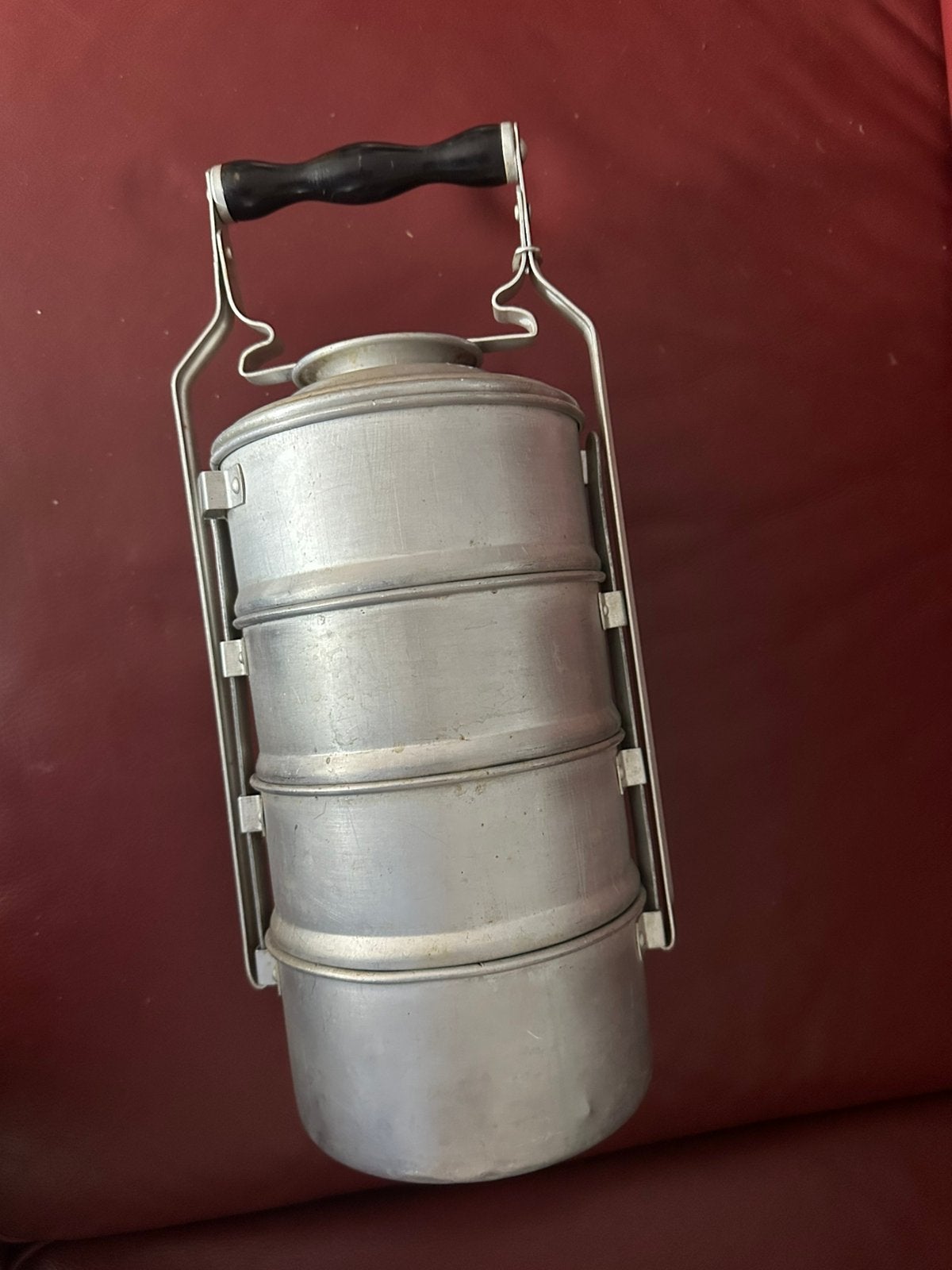 Vintage Aluminium rantang /Vervoerspannetjes - 3-laags, Antiek en Kunst, Ophalen of Verzenden