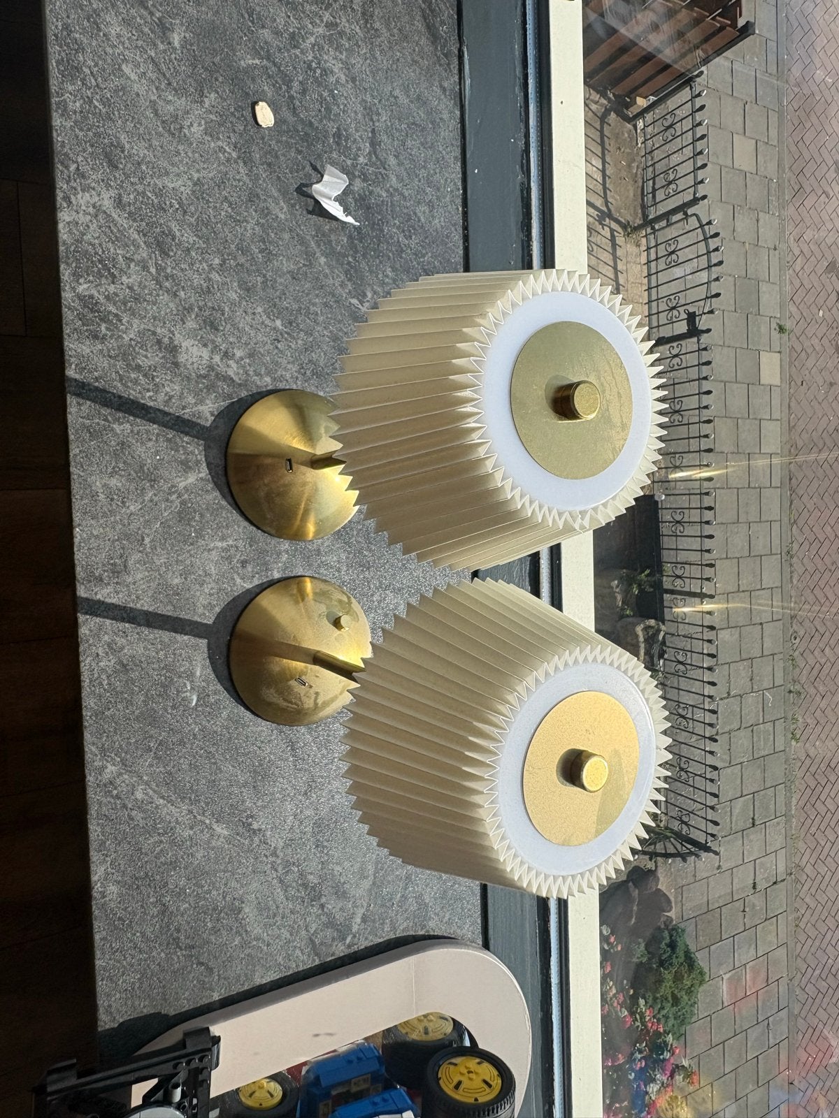 Set van tafellampen met plissé kap oplaadbaar, Beige, Gebruikt, Overige merken, Vintage