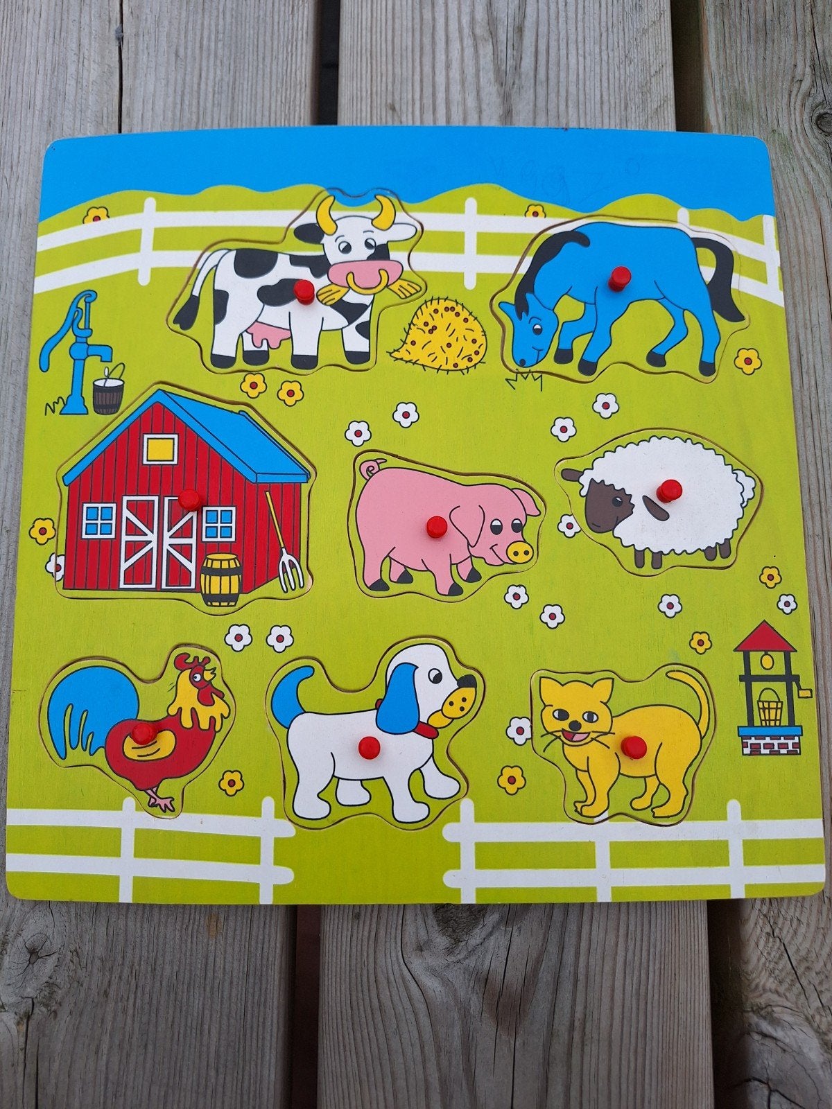 houten puzzel boerderij dieren, Ophalen of Verzenden, Gebruikt