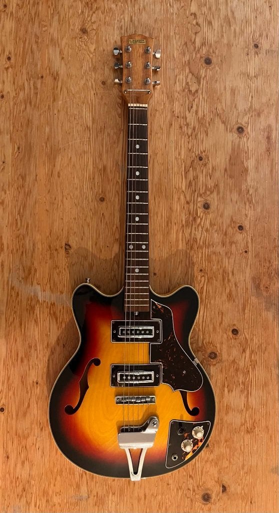 Vintage 1960s MIJ Semi-Hollowbody Teisco/Kawai, Ophalen of Verzenden, Hollow body, Overige merken