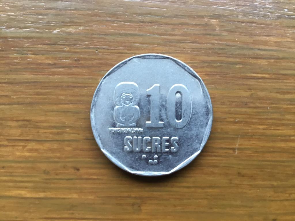 Munt Ecuador 10 sucres 1991, Postzegels en Munten, Ophalen of Verzenden, Zuid-Amerika