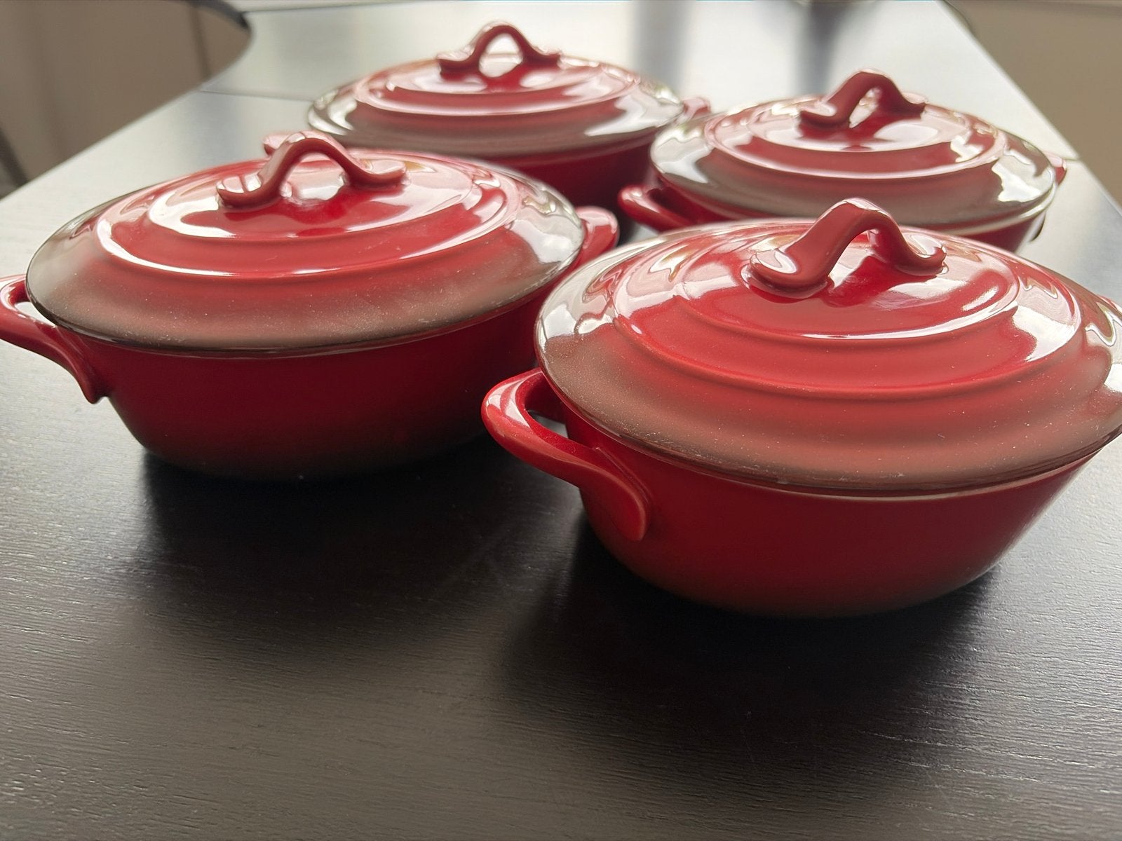 Set van 4 rode aardewerken ovenschalen Cosy&Trendy, Huis en Inrichting, Keuken | Potten en Pannen, Ophalen, Zo goed als nieuw