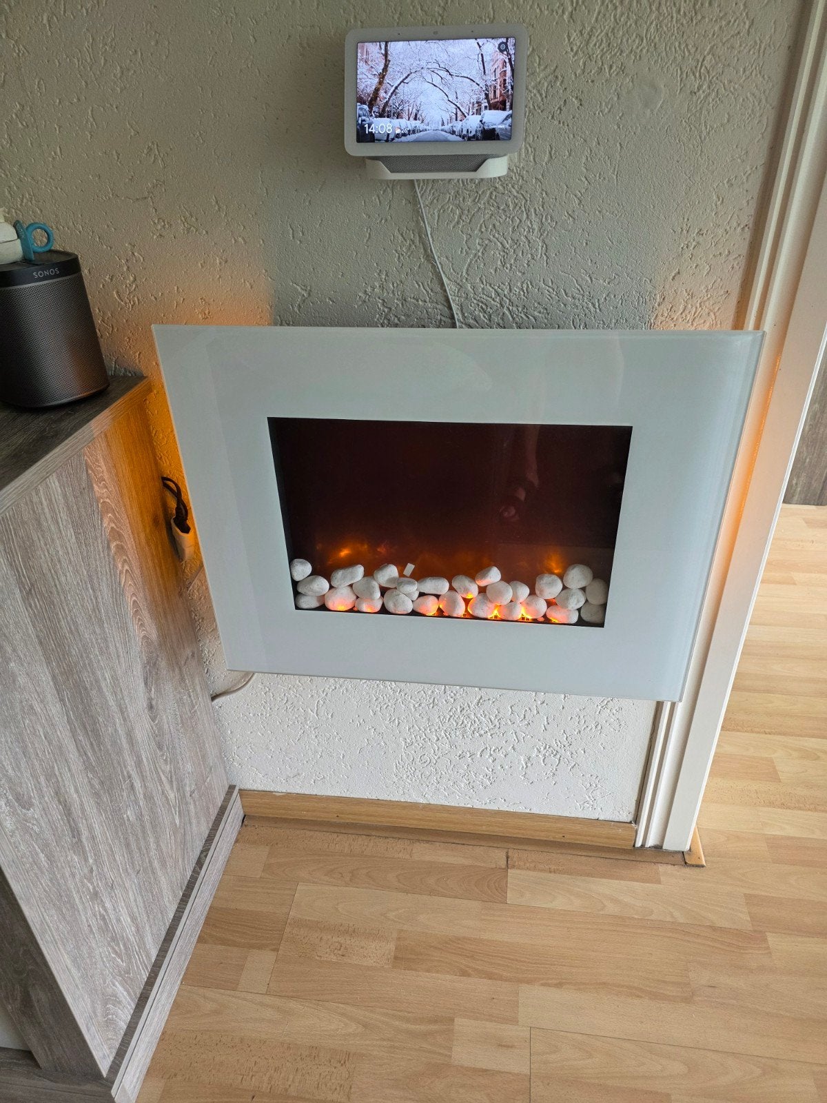 Moderne elektrische haard met sfeervolle vlammen, Ophalen, Gebruikt, Hangende haard, Elektrische haard