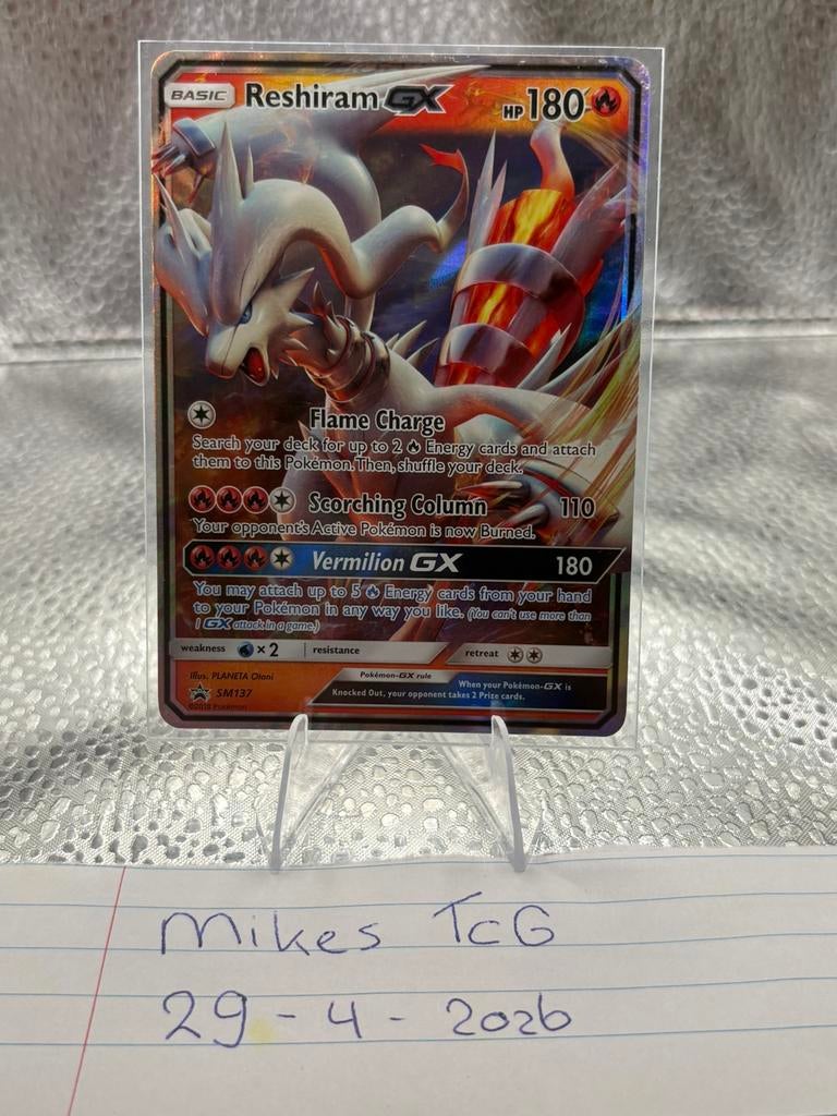 Reshiram GX (SM 137) SM Black Star Promos - Near ming, Hobby en Vrije tijd, Ophalen of Verzenden, Zo goed als nieuw, Losse kaart