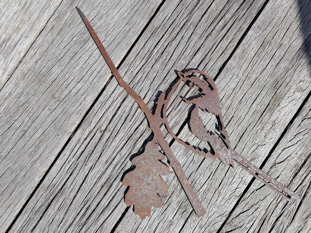 Metalbird Pimpelmeesje Cortenstaal - Unieke Roestpatina, Ophalen of Verzenden, Nieuw, Metaal, Dierenbeeld