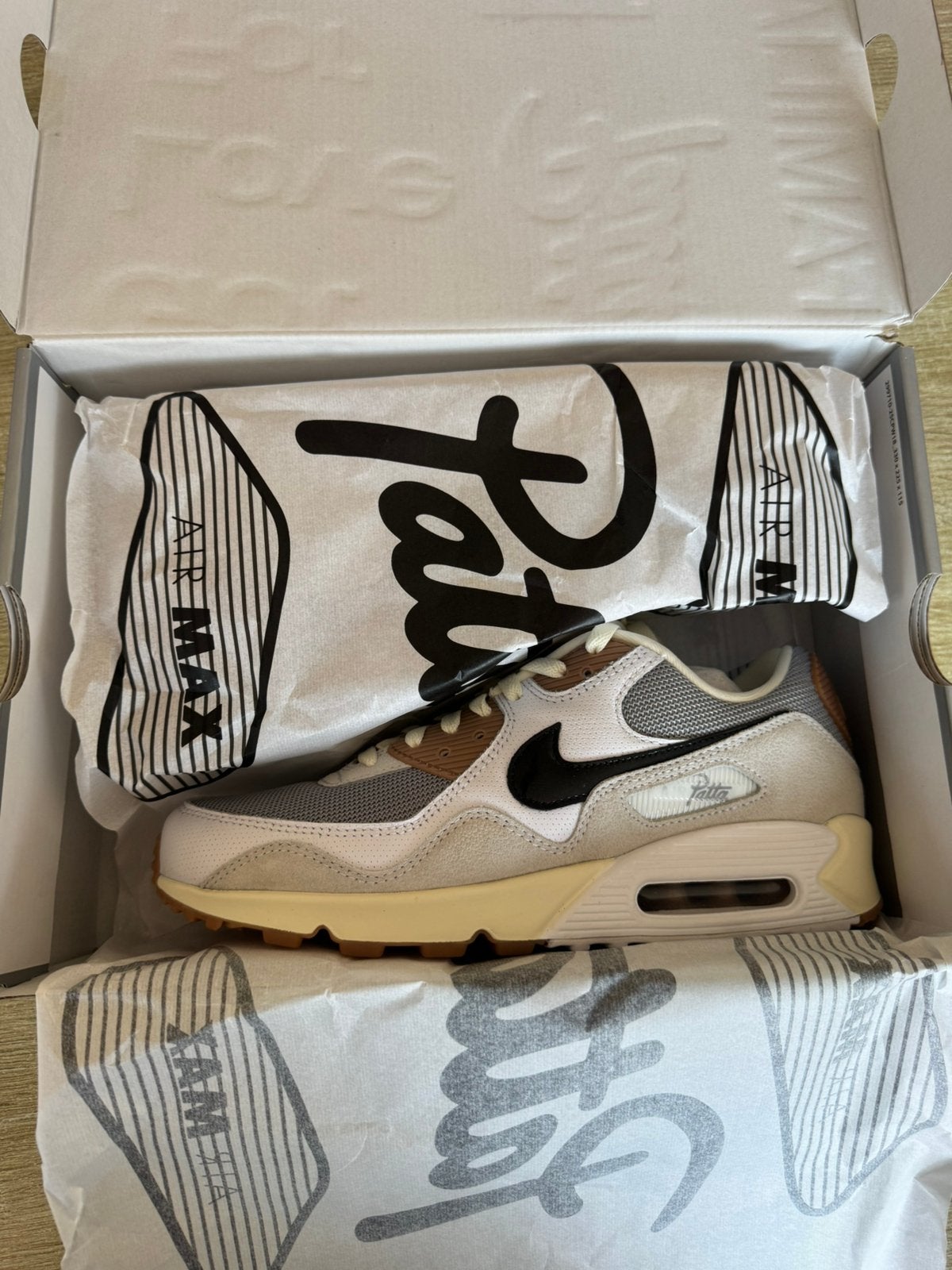 Nike Air max 90 Patta Waves grey coconut milk maat 42.5, Ophalen of Verzenden, Nieuw, Wit, Sneakers of Gympen