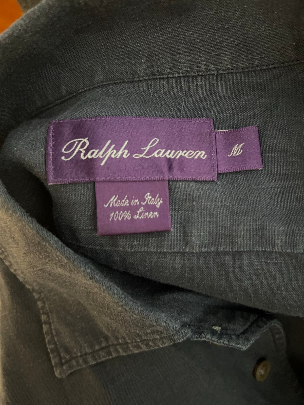 Ralph Lauren Purple Label Linnen Overhemd Maat M, Kleding | Heren, Overhemden, Verzenden, Gedragen, Blauw, Halswijdte 39/40 (M)