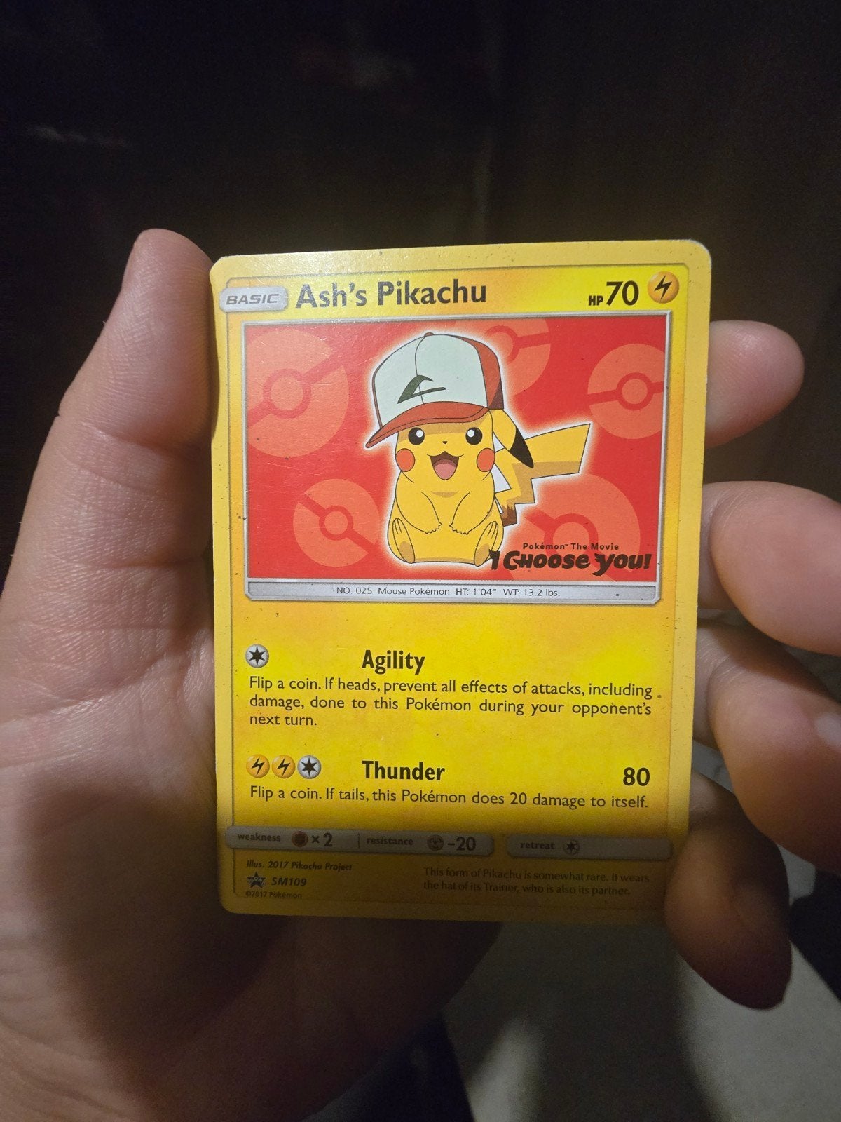Ash's Pikachu Pokémon Kaart, Ophalen of Verzenden, Gebruikt, Losse kaart