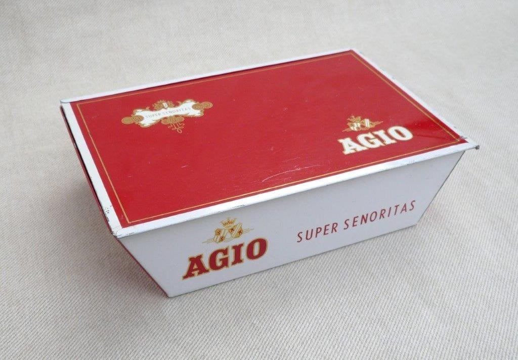 blik container(leeg) Agio 50 sigaren nr. 590. Duizel., Ophalen of Verzenden, Gebruikt, Tabaksdoos of Verpakking