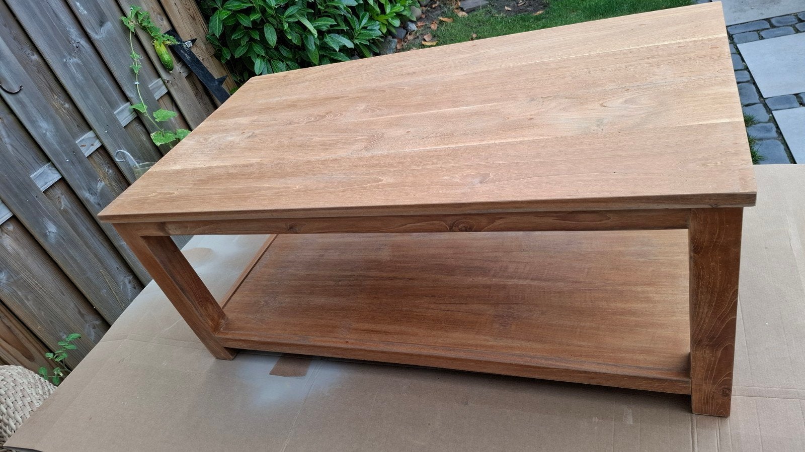 Teak salon- en bijzettafel set, Huis en Inrichting, Ophalen, Modern, Klassiek, Gebruikt, 100 tot 150 cm