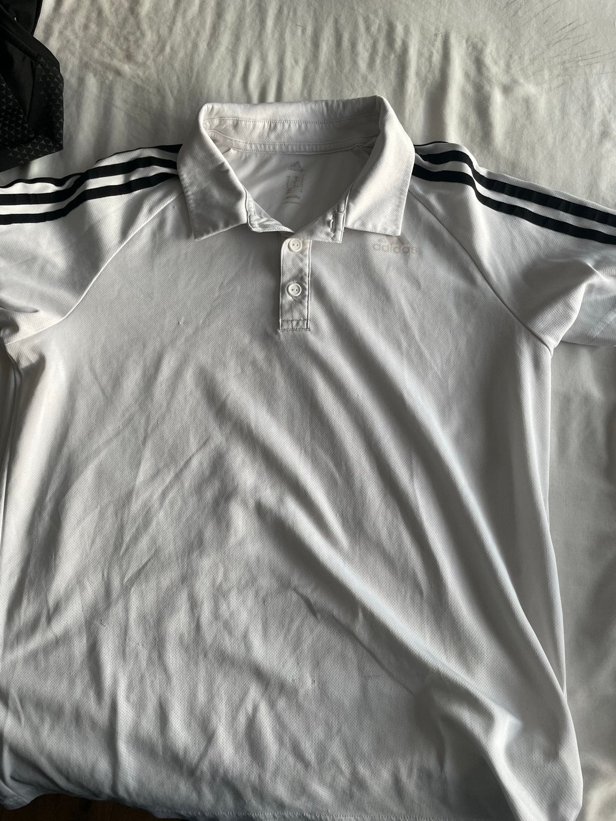 Adidas sportshirt maat M - Wit met zwarte strepen, Ophalen, Gedragen, Maat 48/50 (M), Wit