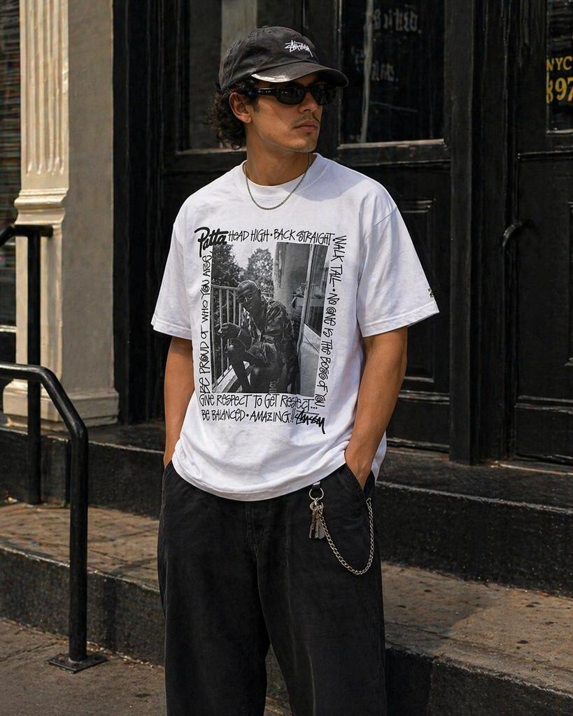 Patta x Stussy t-shirt, Ophalen of Verzenden, Zo goed als nieuw, Maat 48/50 (M), Wit