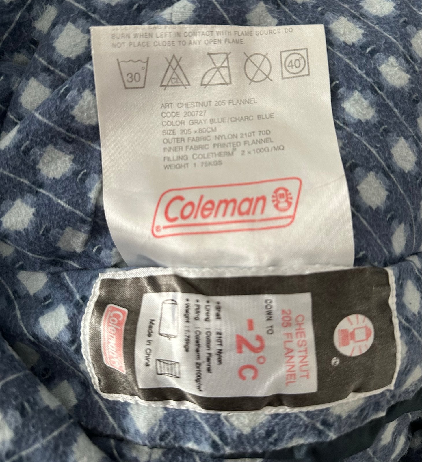 Coleman Chestnut 205 Flannel Slaapzak -2C Comfort, Caravans en Kamperen, Slaapzakken, Ophalen, Gebruikt