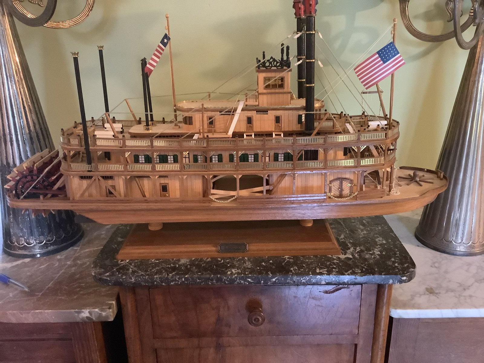 Handgemaakte Houten Raderboot Model - 60x35x15 cm, Ophalen, Zo goed als nieuw, Groter dan 1:32, Overige merken