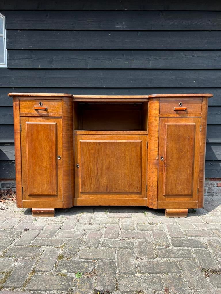 Antieke houten Art Deco dressoir, Huis en Inrichting, Kasten | Dressoirs, Ophalen, Gebruikt, Met deur(en), 150 tot 200 cm