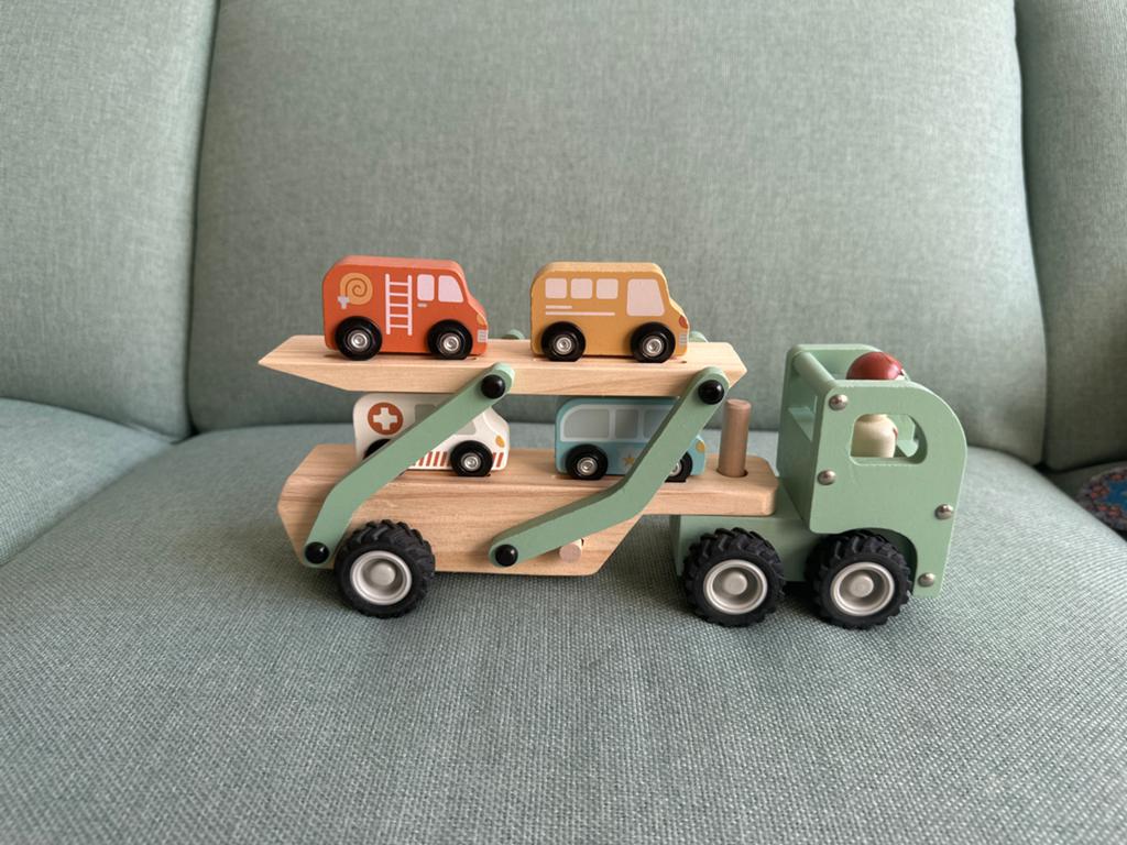 Mini Matters Houten Transporter met Auto's, Ophalen of Verzenden, Zo goed als nieuw