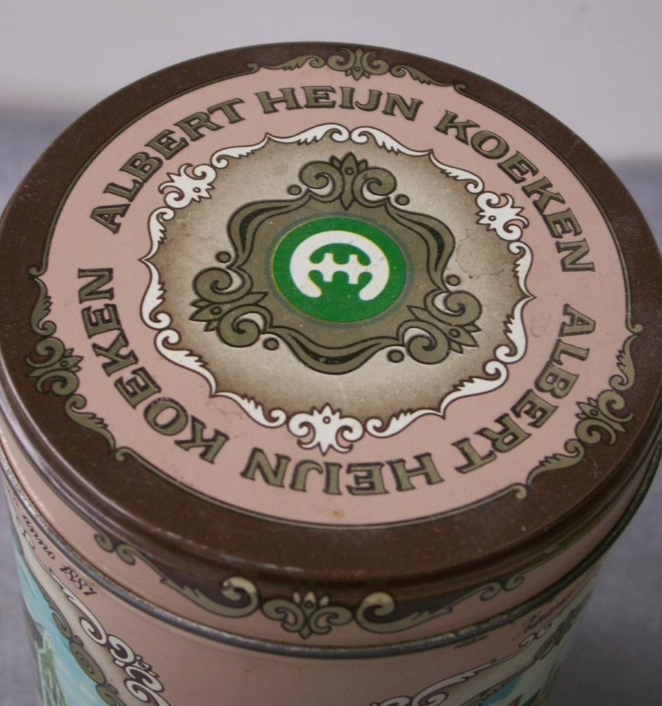 Vintage rond blikken Albert Heijn Echte Zaansche koeken, Verzamelen, Blikken, Ophalen of Verzenden, Zo goed als nieuw, Overige