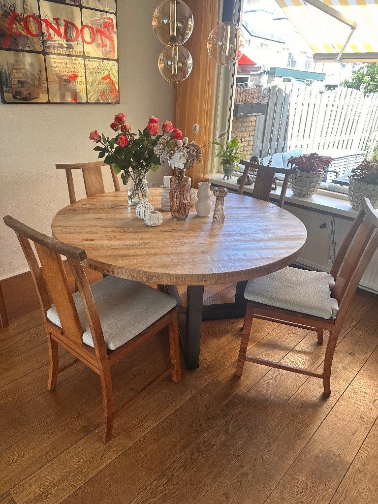 Houten eetkamer stoelen, Huis en Inrichting, Stoelen, Gebruikt, Vijf, Zes of meer stoelen, Hout, Bruin, Ophalen