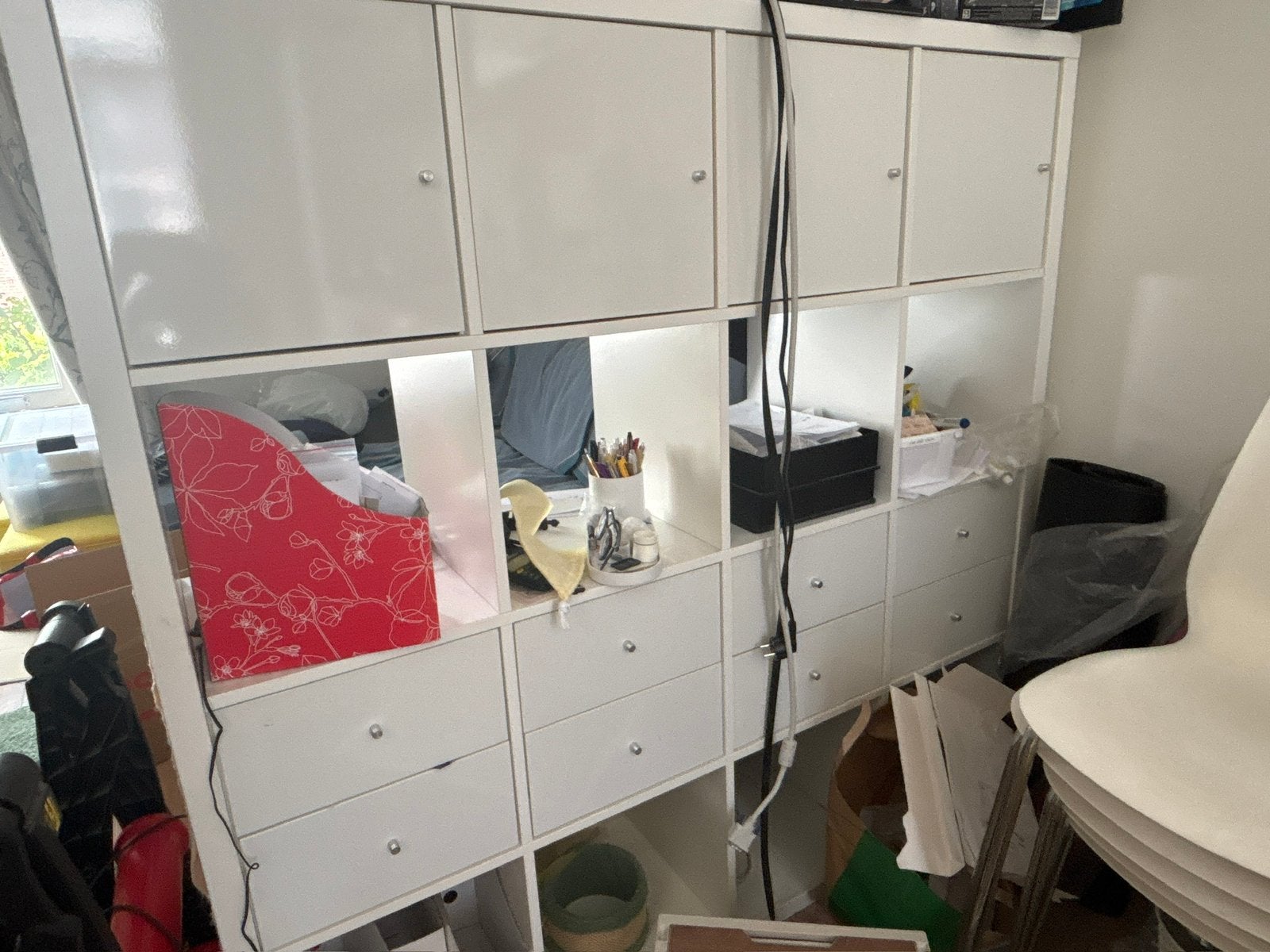 IKEA KALLAX kast wit 4x4 (incl. 4 deuren en 8 lades), Ophalen, Zo goed als nieuw, 25 tot 50 cm, 100 tot 150 cm