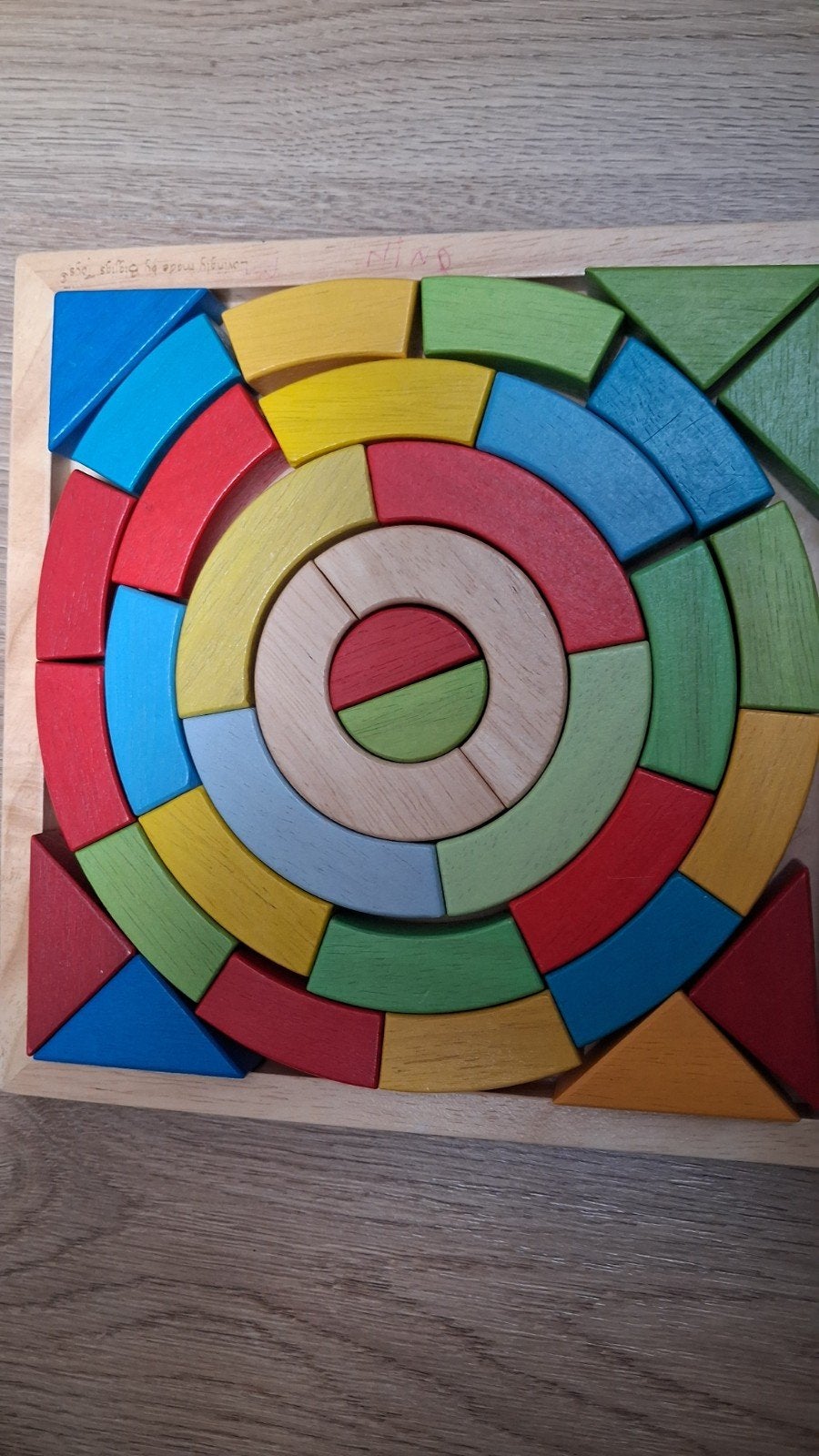 Houten puzzel/bouwset met kleurrijke blokken, Ophalen of Verzenden