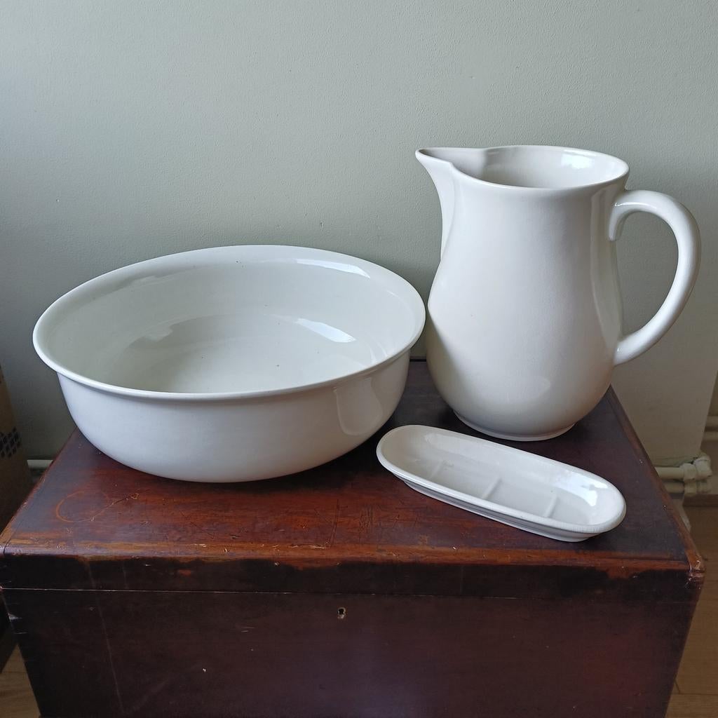 Vintage Villeroy en Boch lampetstel met zeephouder, Ophalen of Verzenden