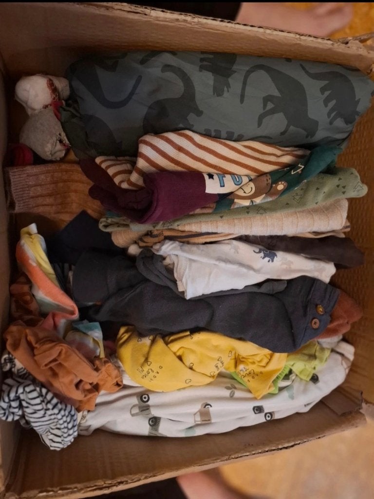 Doos kleding maat 68, Ophalen, Gebruikt, Diverse merken, Jongetje