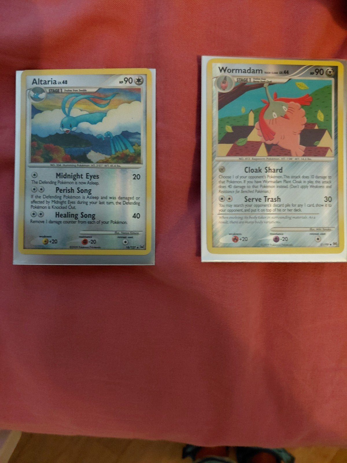 Pokémon TCG: Altaria Lv.48 & Wormadam Lv.44 kaarten, Ophalen of Verzenden, Gebruikt, Meerdere kaarten