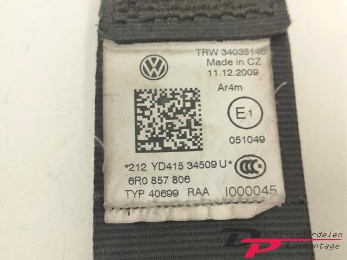 Veiligheidsgordel rechts-achter van een Volkswagen Polo, Gebruikt, -, Volkswagen, -