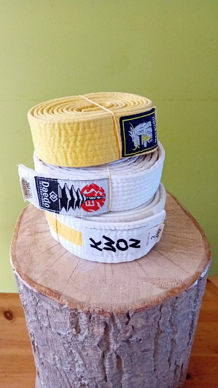 Taekwondo band 3x. Witte band, gele slip en gele band. Kwon, Ophalen of Verzenden