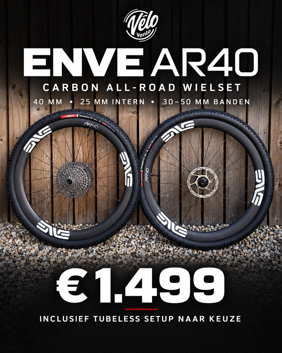 ENVE AR40 Disc wielset carbon allroad incl. tubeless setup, Fietsen en Brommers, Stalbergweg, Band, Enve, Gravelbike