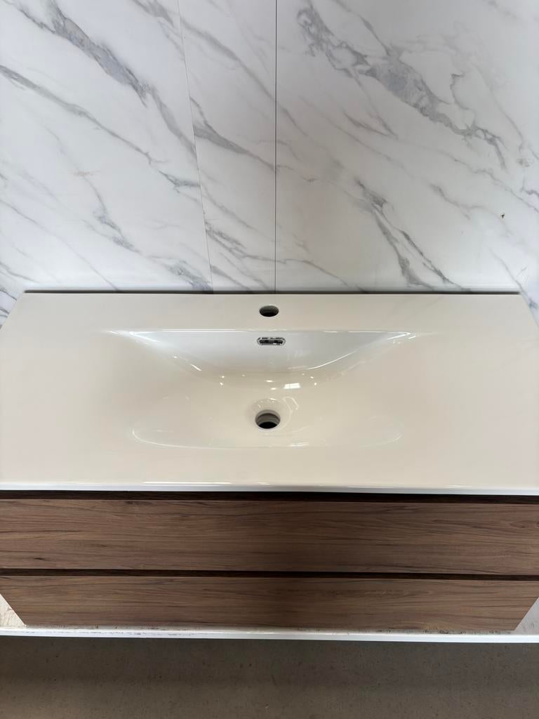 Badkamermeubel 100cm – Caramel eiken – Keramische wastafel, Huis en Inrichting, Badkamer | Badkamermeubels, Wltradingnl@outlook.com