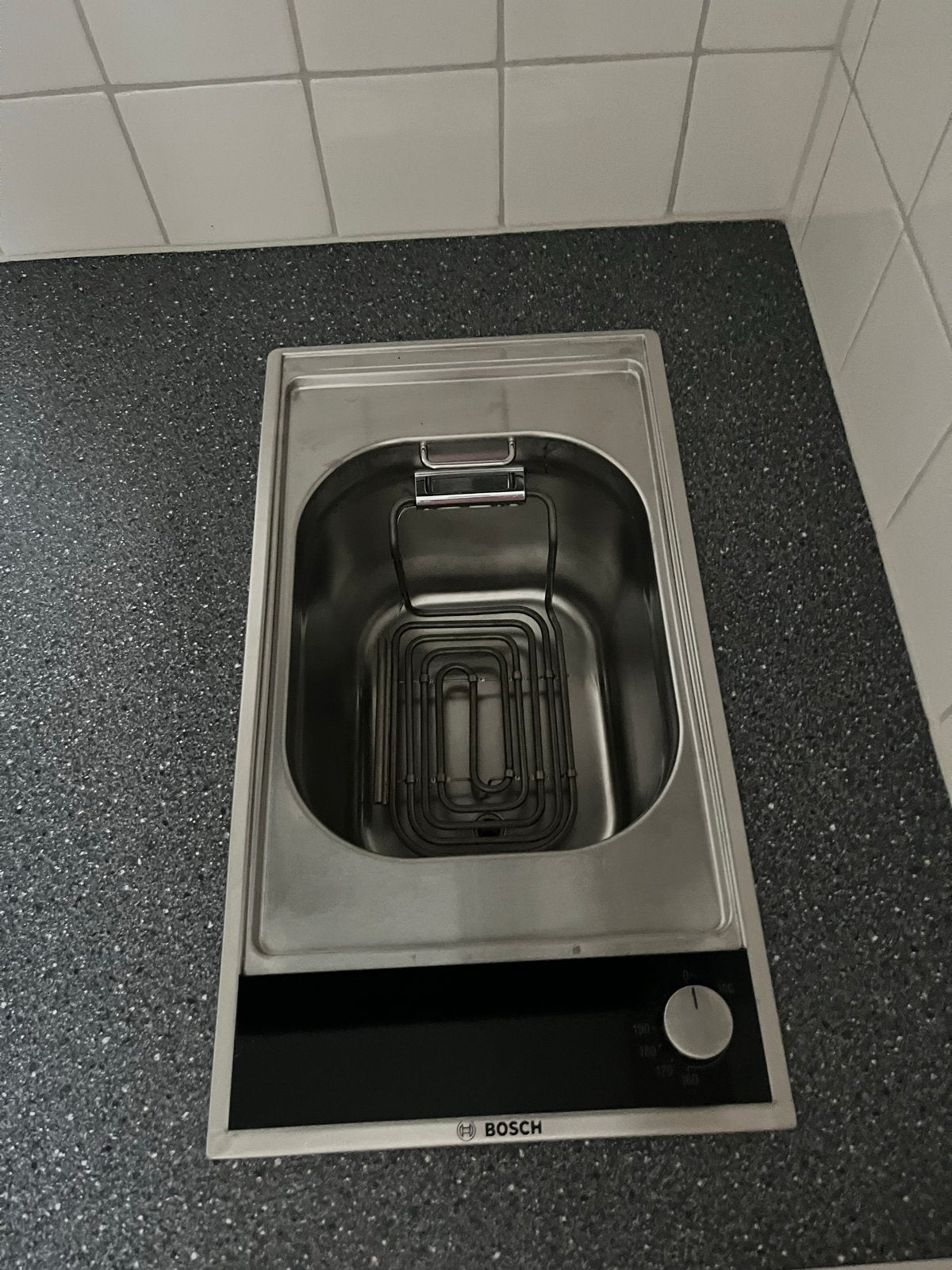 Bosch Inbouwfriteuse met Pelgrim afzuigkap, Ophalen, Gebruikt, 4 kookzones, Inbouw