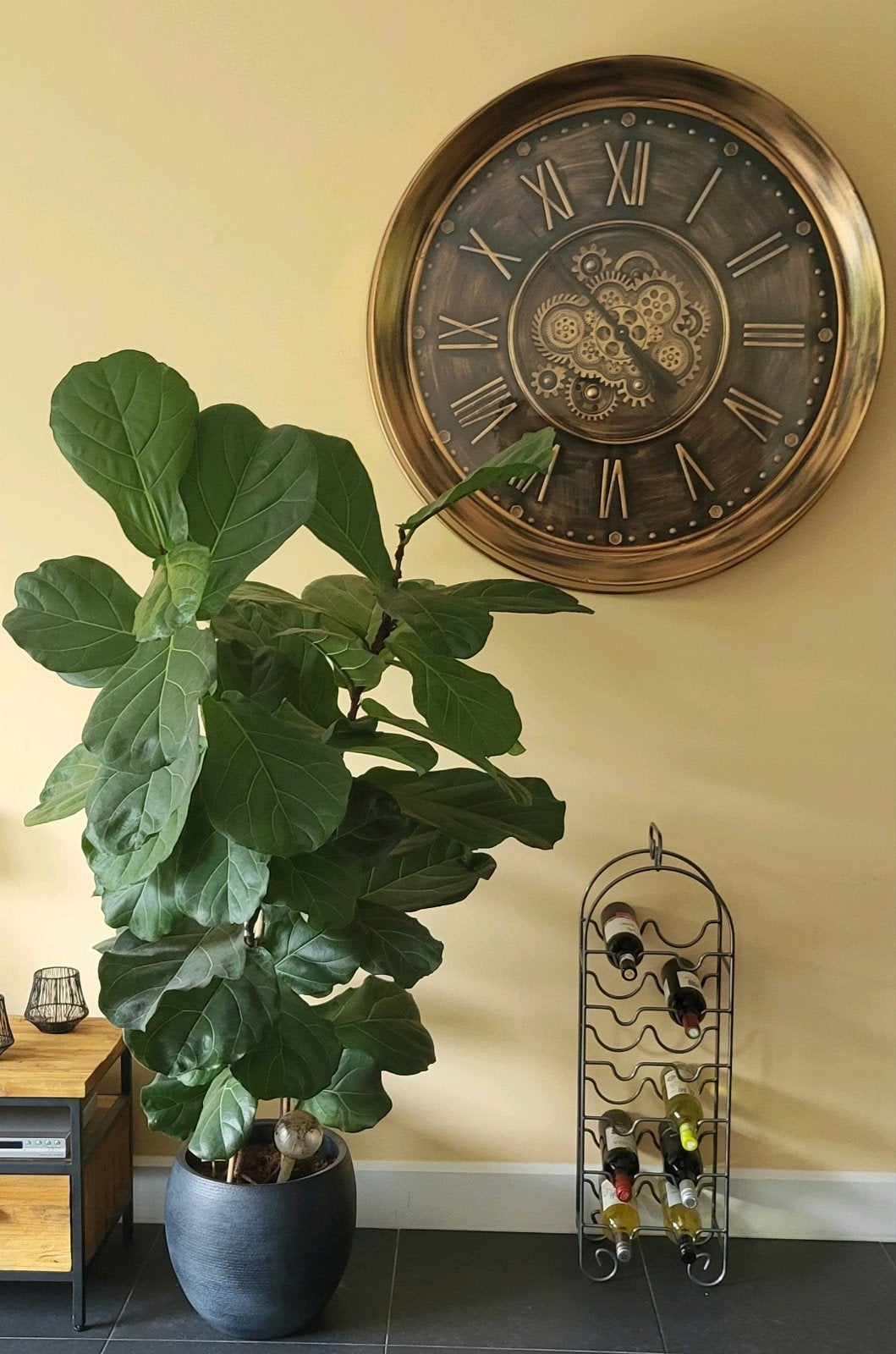 Design Industriele wandklok 90 cm. * 90 cm., Ophalen, Zo goed als nieuw, Wandklok