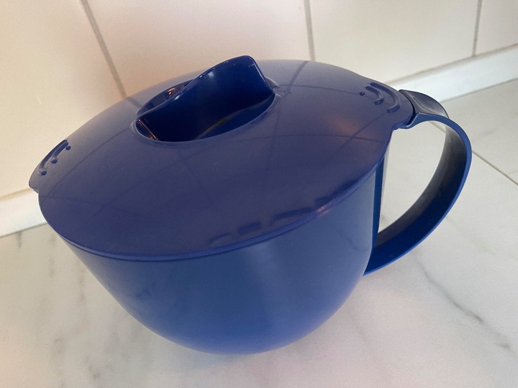Micro Plus Tupperware maatkan koken in de magnetron, Huis en Inrichting, Ophalen of Verzenden, Gebruikt, Blauw, Overige typen
