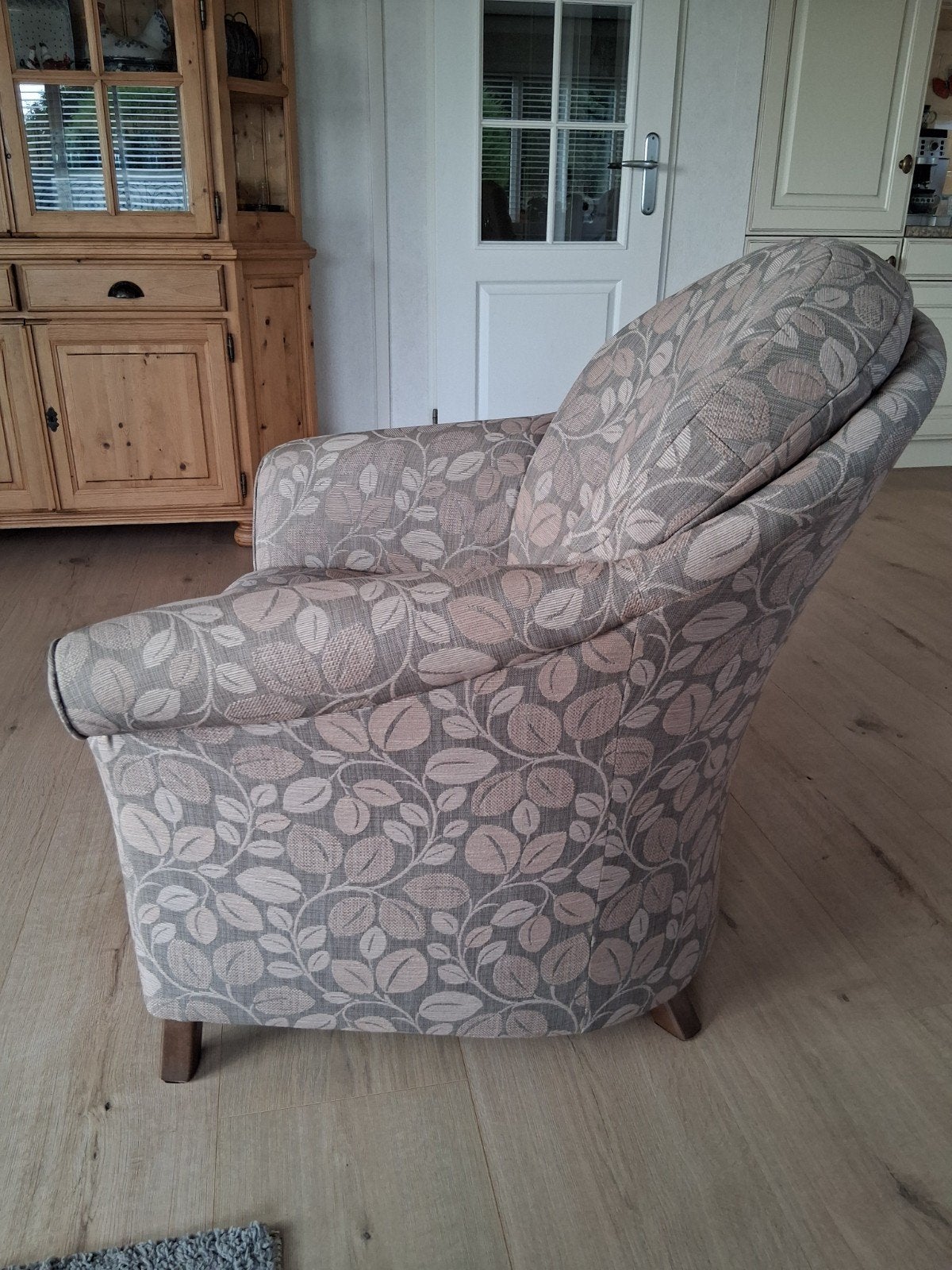 Comfortabele fauteuil en tweezitsbank met bladmotief, Ophalen, Gebruikt, 75 tot 100 cm, Klassiek, Sfeervol, Bladmotief