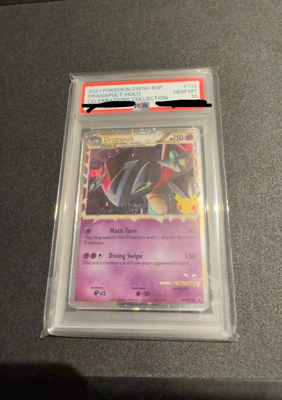 Dragapult Holo Celebrations Collection PSA 10 Kaart pokemon, Ophalen of Verzenden, Zo goed als nieuw, Losse kaart, Foil