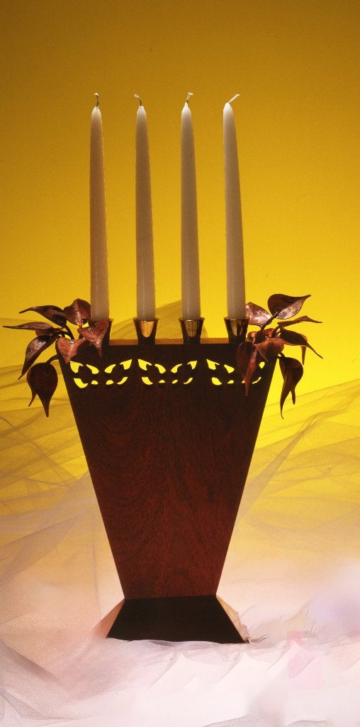 Rosewood Kandelaar van Borek Sipek, Antiek en Kunst, Ophalen of Verzenden, 30 cm, Kandelaar, Hout