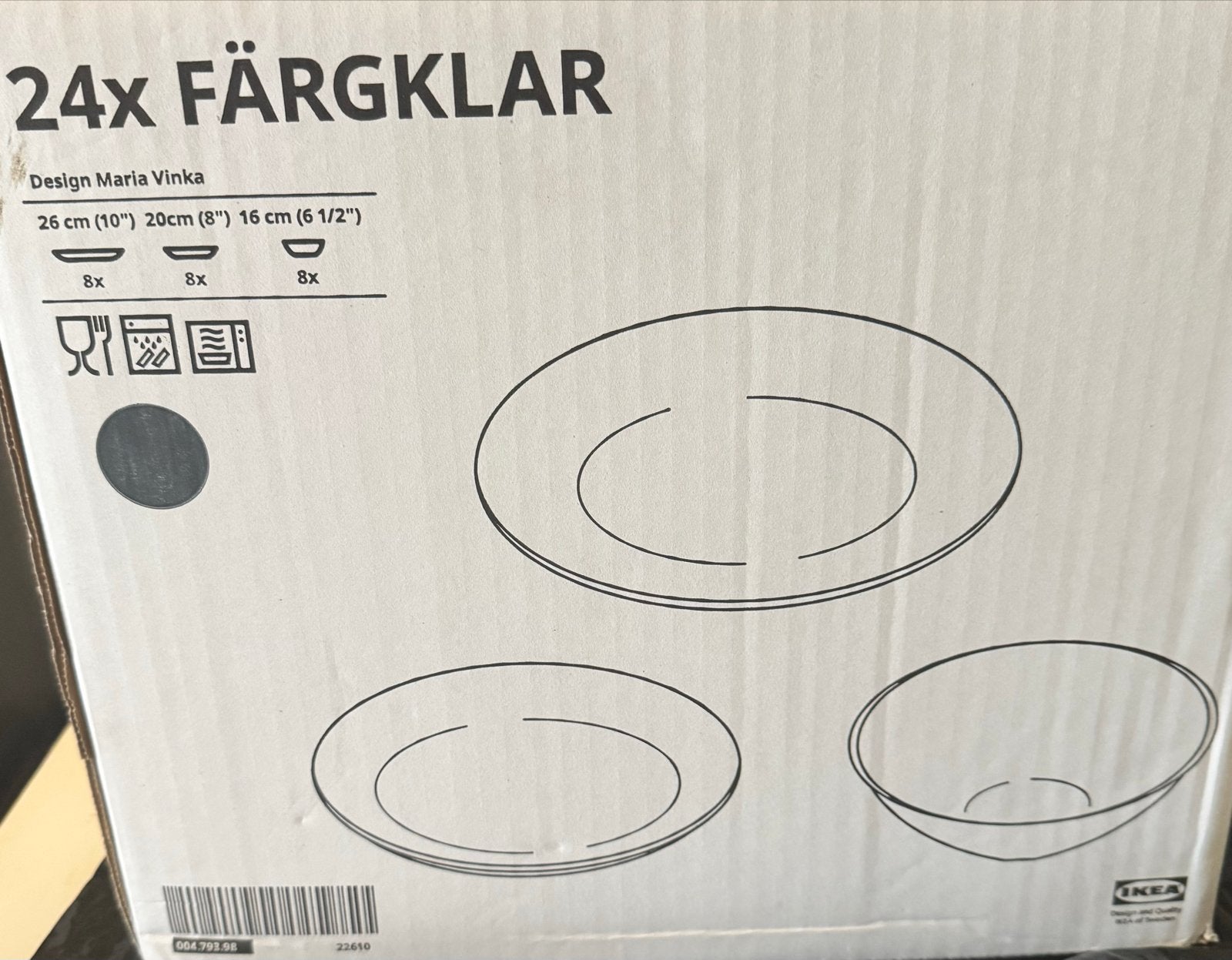 IKEA FÄRGKLAR 24-delig servies - mat zwart, Huis en Inrichting, Ophalen, Keramiek, Nieuw, IKEA