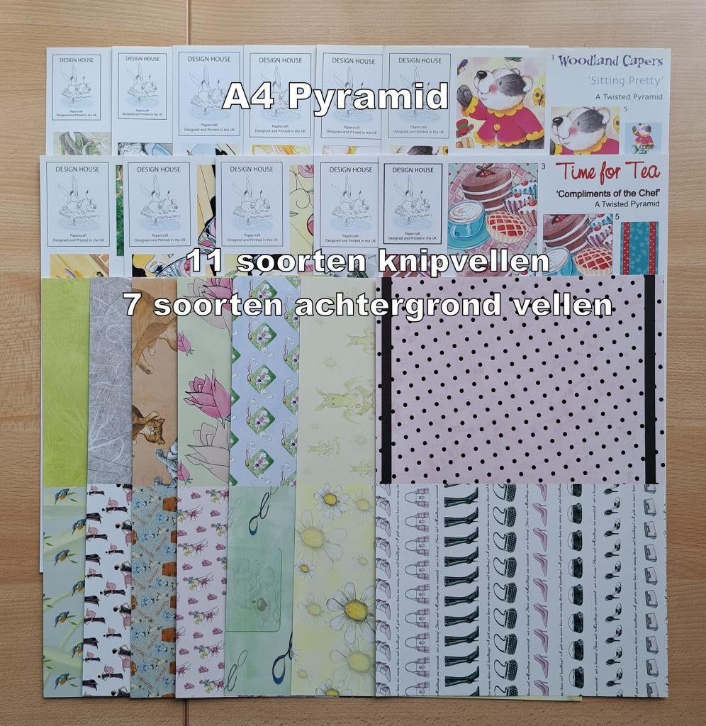 11...A4 - 3D KNIPVELLEN PYRAMID 18 SOORTEN-116 VELLEN, Ophalen of Verzenden, Nieuw, Overige thema's, Knipvel