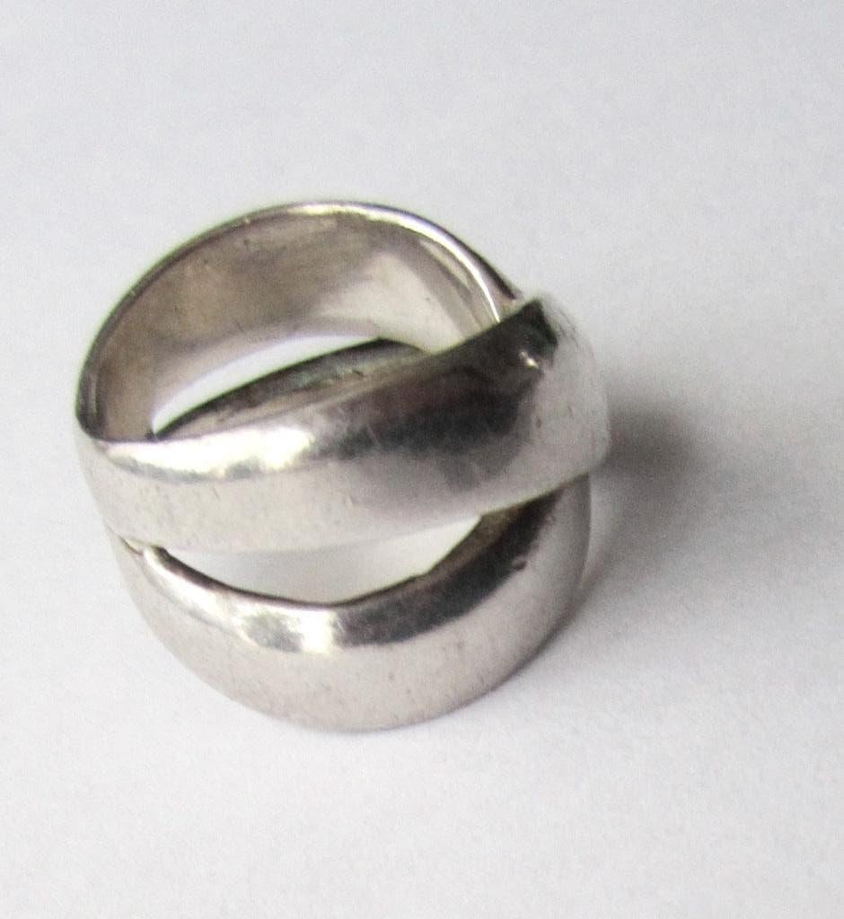 Prachtige 925 zilveren crossover ring maat 16, Ophalen, Zilver, Ring