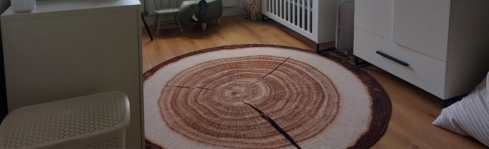 Rond vloerkleed boomstam Bastia 200cm, Ophalen, Bruin, Rond, 200 cm of meer