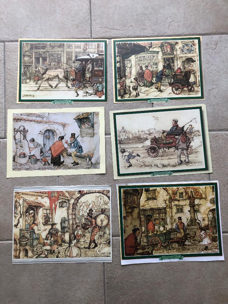 Anton Pieck gladde print tekeningen 6 stuks, Ophalen
